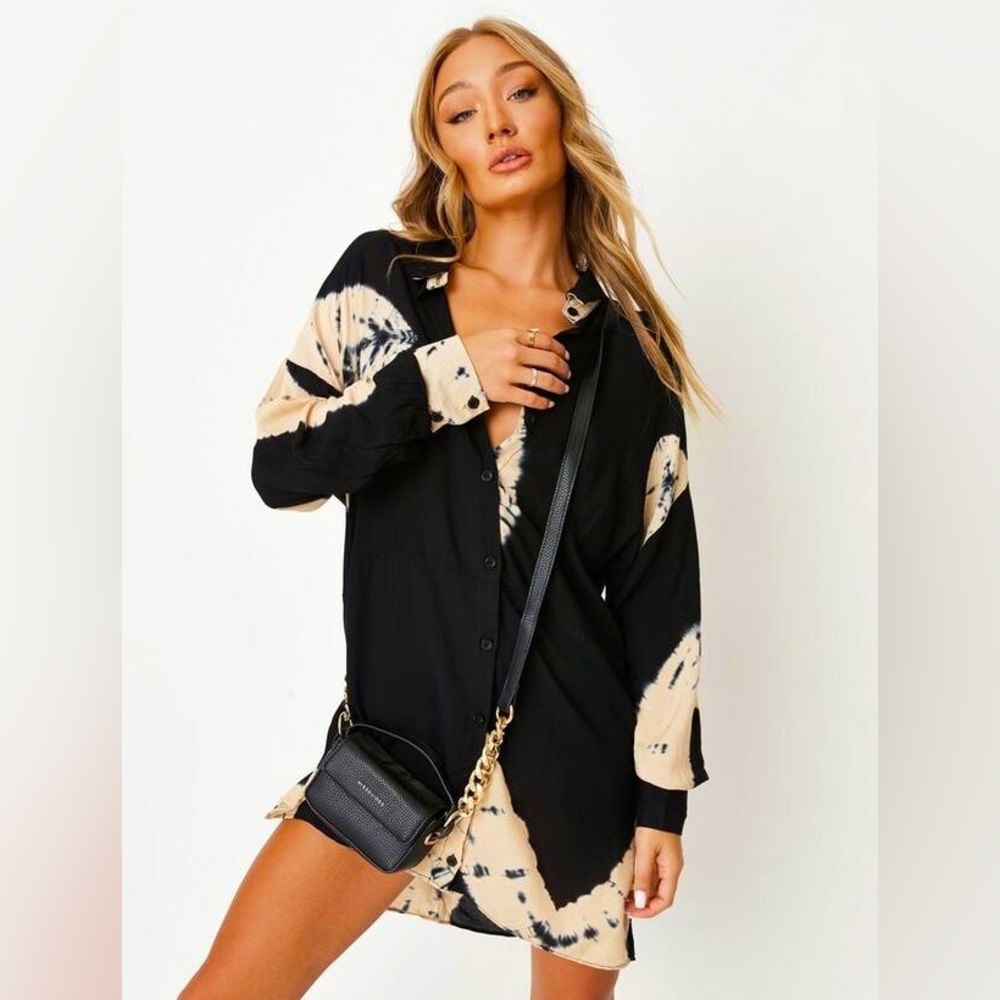 Missguided Tie Dye Dip Back Shirt Dress - US 6/UK 10